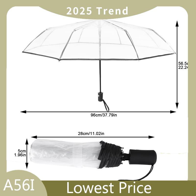 ABDD Transparent Umbrella Automatic Umbrella Rain Women Men Sun Rain Auto Umbrella Compact Folding Windproof Style Clear Umbrell