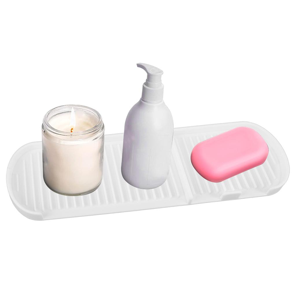 Counter Silicone Drainage Tray Food Grade Skid Resistance Frosted Bottom Silicone Dish Drying Mat for Bathroom