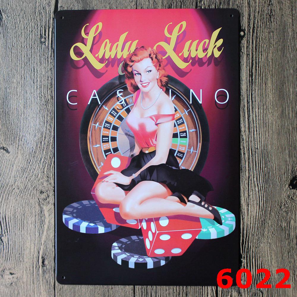 Retro Casino Tinplate Decorative Painting for Bar or KTV 
