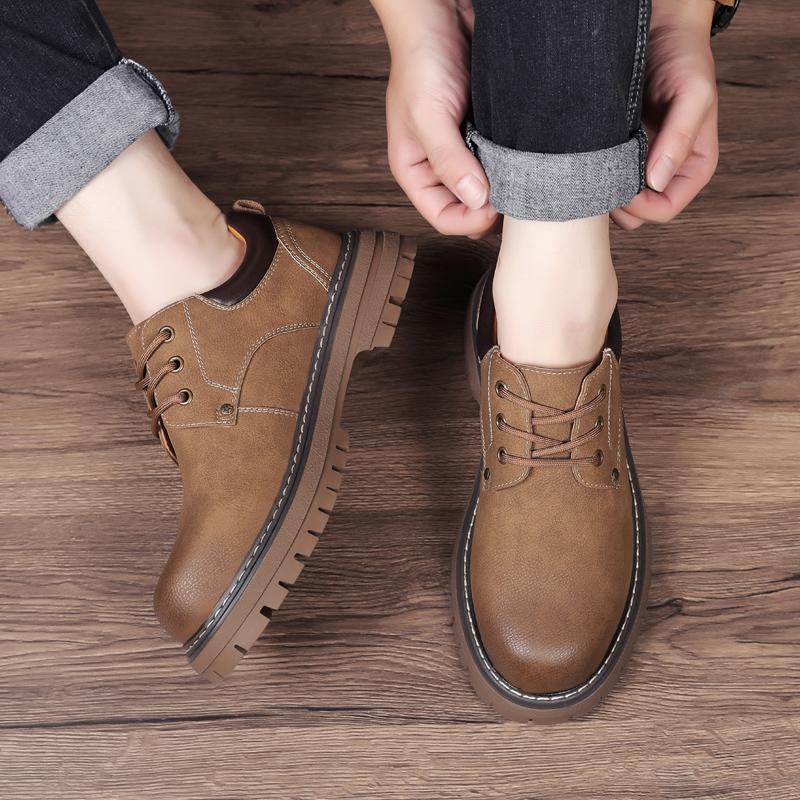 Brand Men Leather Business Casual Lace Up Leather Shoes Outdoor Men's Autumn Anti Slip Wear-resistant Comfortable Workwear Shoes