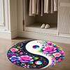 1pc home carpet yin yang floral design non-slip rug for office decor and living room gift ideas