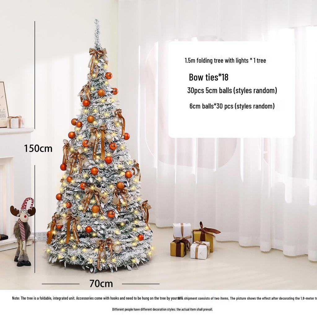 Luminous 1.8m Flocked Snow-Falling Retractable Christmas Tree for Home or Mall Decoration
