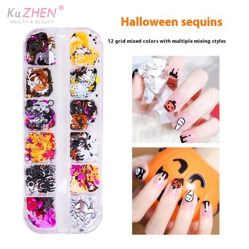 1 Box Halloween Geist Kürbis Form Holografisch Festival Glitzer Pailletten DIY Machen Nagel Kunst Handwerk Nagel Dekoration Zubehör
