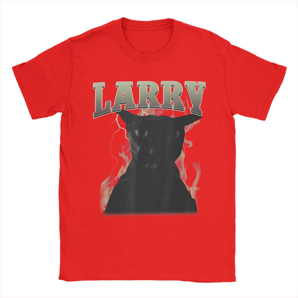 Funny Evil Larry Cat Dank Brainrot Meme Men's T Shirts  Novelty Tees Short Sleeve Round Collar T-Shirts 100% Cotton New Tops