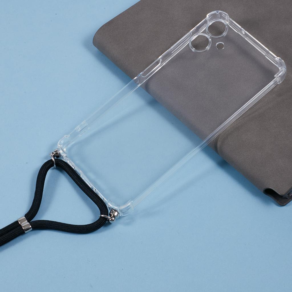 For Samsung Galaxy A06 4G Case Reinforced Corner TPU Clear Phone Cover with Lanyard