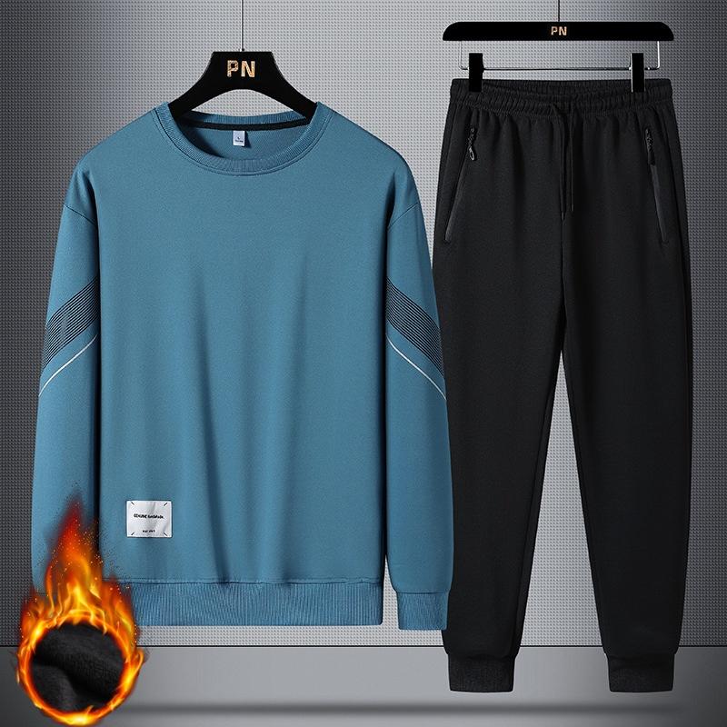 Autumn and Spring Men's Casual Sports Sweater Suit Youth Sports Loose Fashion Round Neck Sweater
