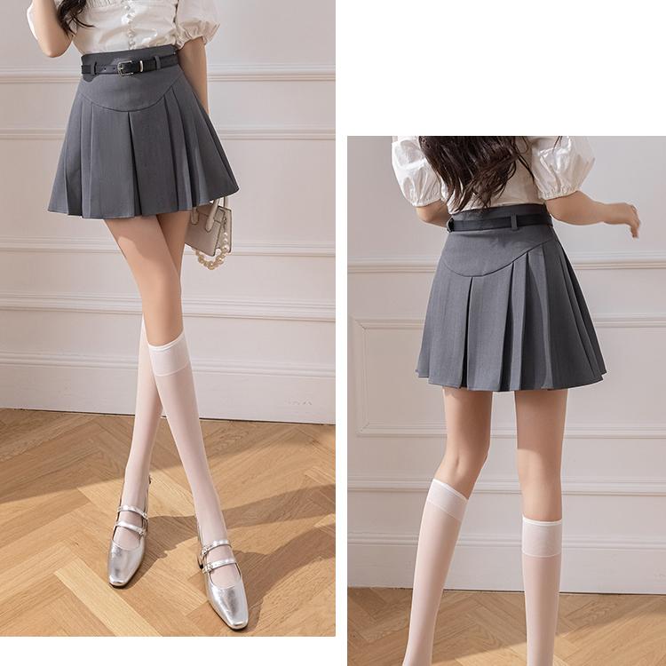 Plissert skjørt Sommer for kvinner Ny høy midje studentdress A-linjeskjørt