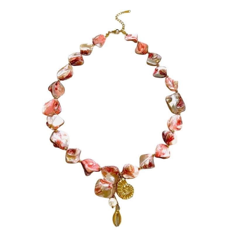 Bohemian Shell Conch Pendant Necklace Stainless Steel Ocean Inspired Jewelry For Women Beach Accessory 1