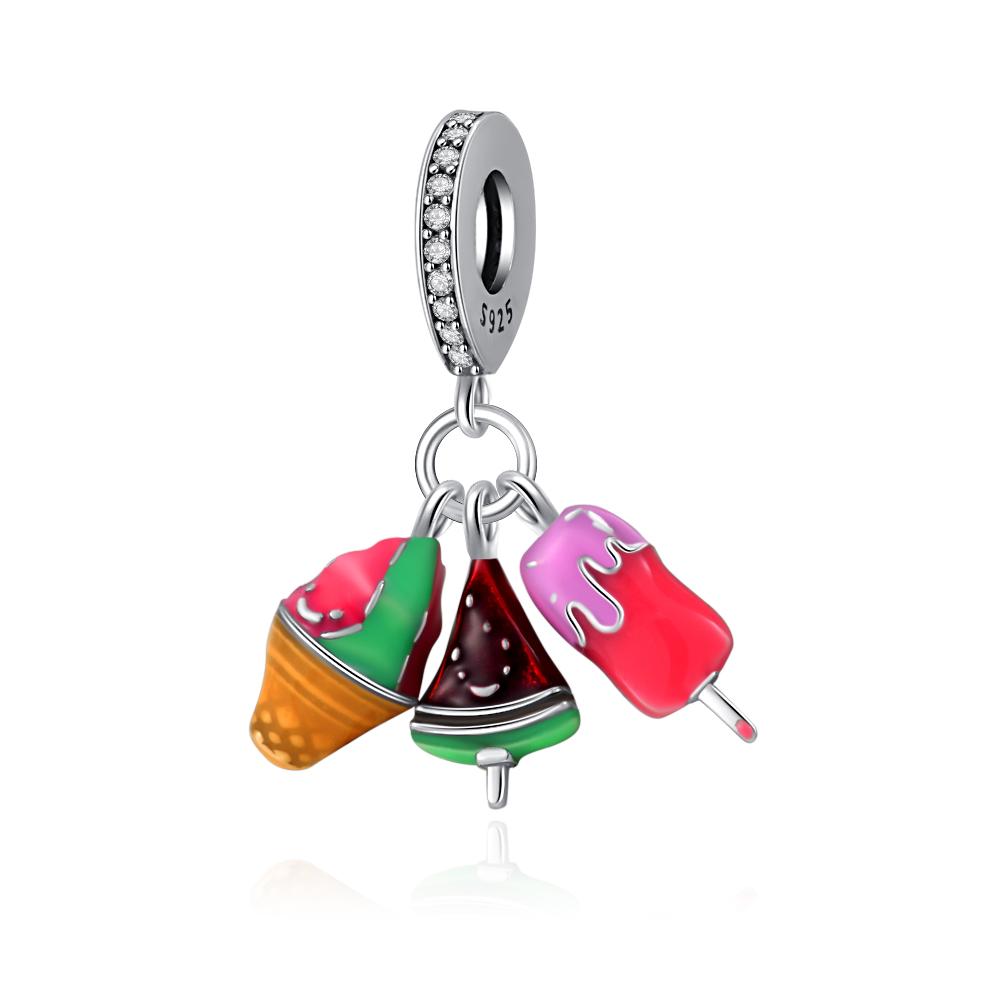 Hot Sales Pepper Ice Cream Pizza Grape Charm Fit Original Bracelet Accessory 925 Silver DIY Women Jewelry Gift Pendant Amulet