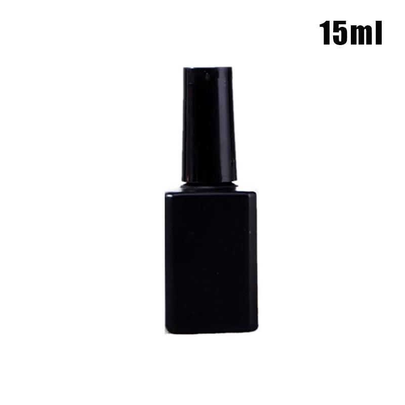 1Pcs 15Ml Black Lid Square Small Shaped Empty Glass Nail Polish Clear Bottles With Balck Cap And Soft Brush For Travel And Home