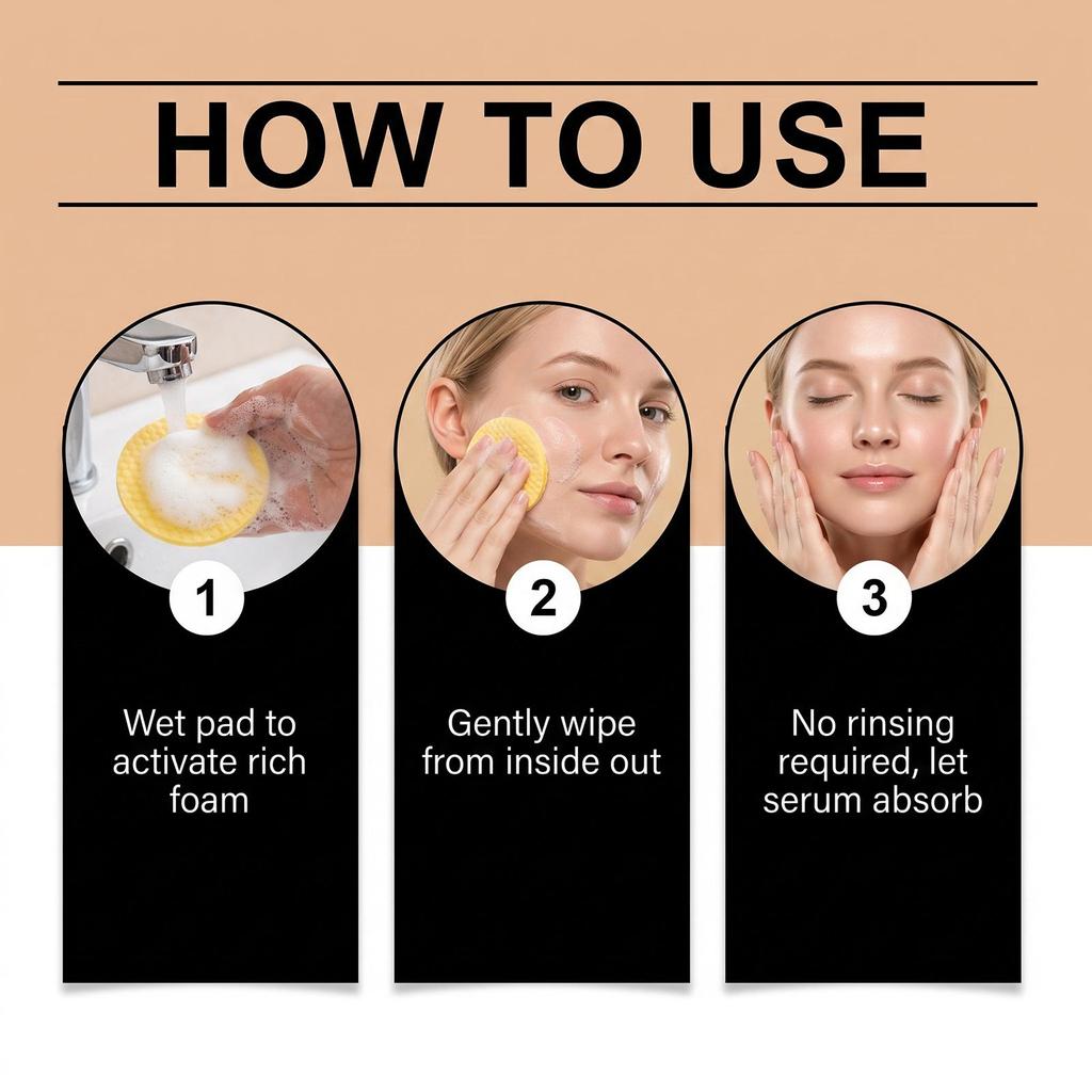 Turmeric Skin Brightening Cleaning Gasket Water-exposed Foaming Plant Extract Skin Cleansing Gentle Care Portable Cleaning Gasket