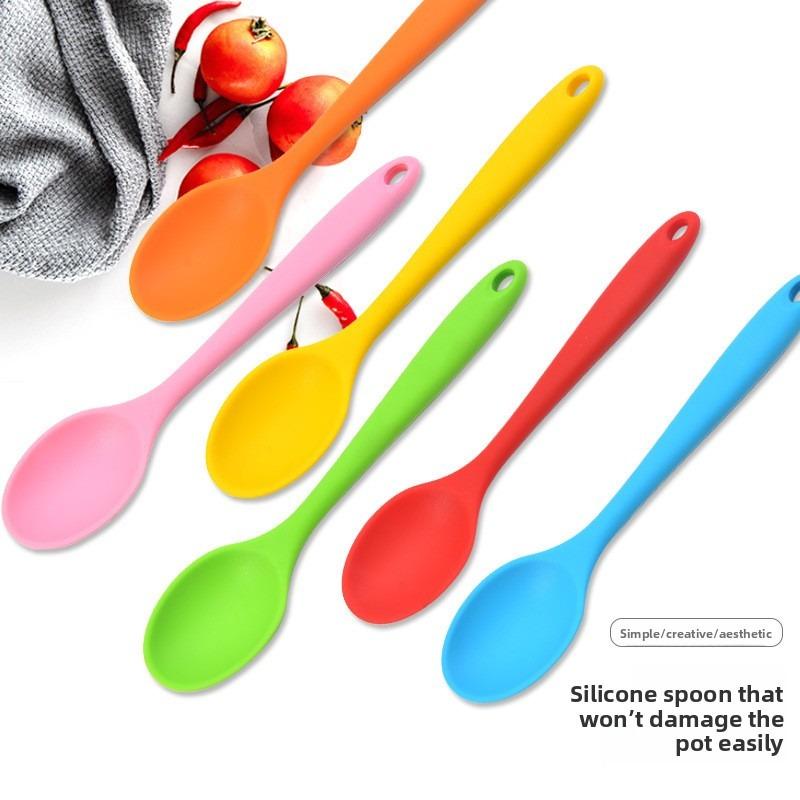 Small Multicolored Silicone Spoons Silicone Serving Stirring Spoon for Kitchen Nonstick Cooking Baking Stirring Mixing Tools
