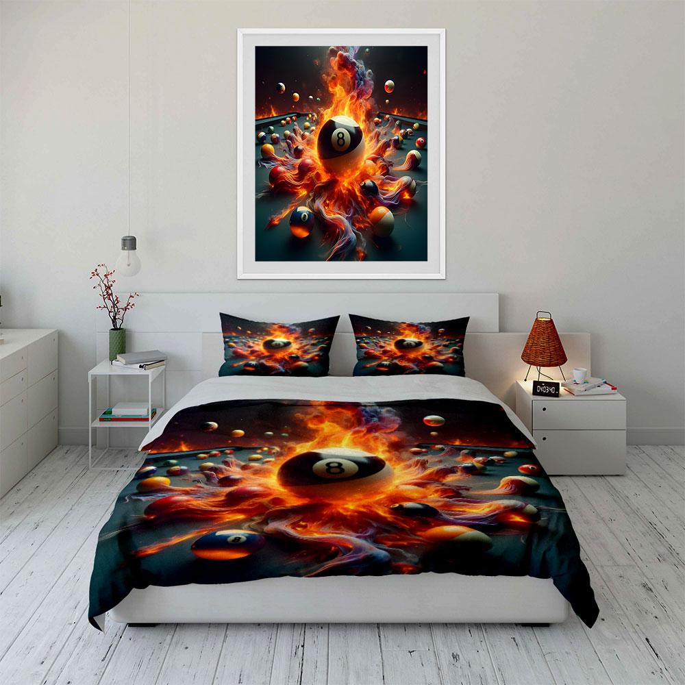 Flaming billiard balls pattern. Bedding sets Duvet cover sets Duvet covers Pillowcases(1 * Duvet Cover 2 * Pillowcases without duvet insert)