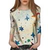 Dames Mode Casual Zeven Mouwen Onafhankelijkheidsdag Bedrukt Rond Hals T-shirt Top