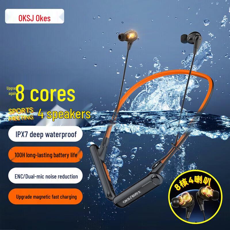 OKSJ A30 Pro Waterproof Neckband Sport Bluetooth Earphones