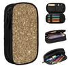 Gold Glitter Printing Pencil Case for Kids Gifts Pen Box Pencil Bag Stationery Supplies Pen Holder Bag