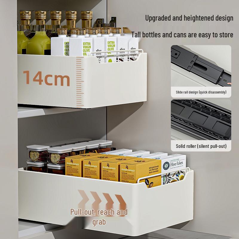 Multi-Functional Kitchen Pull-Out Storage Basket and Organizer Drawer