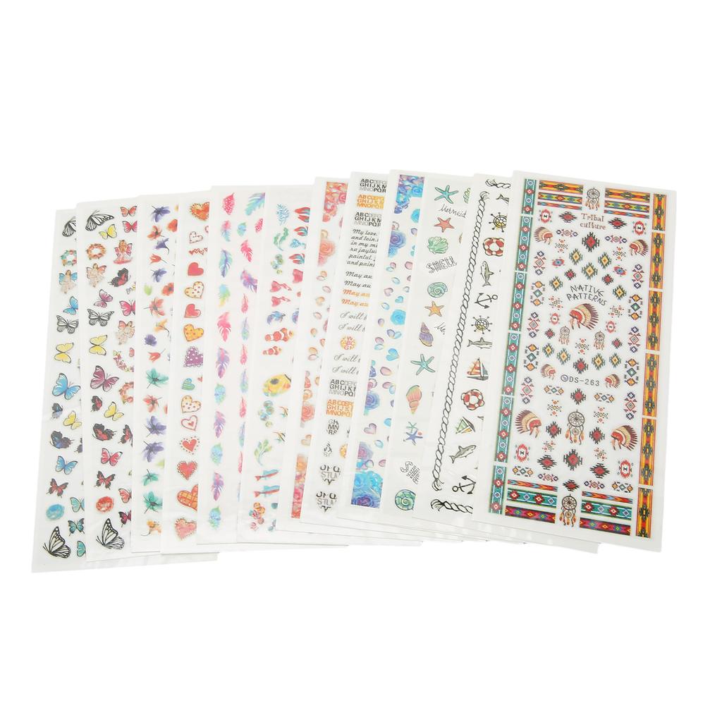 12pcs Nail Stickers Environmentally Friendly Safe Different Types DIY Toenails Decoration