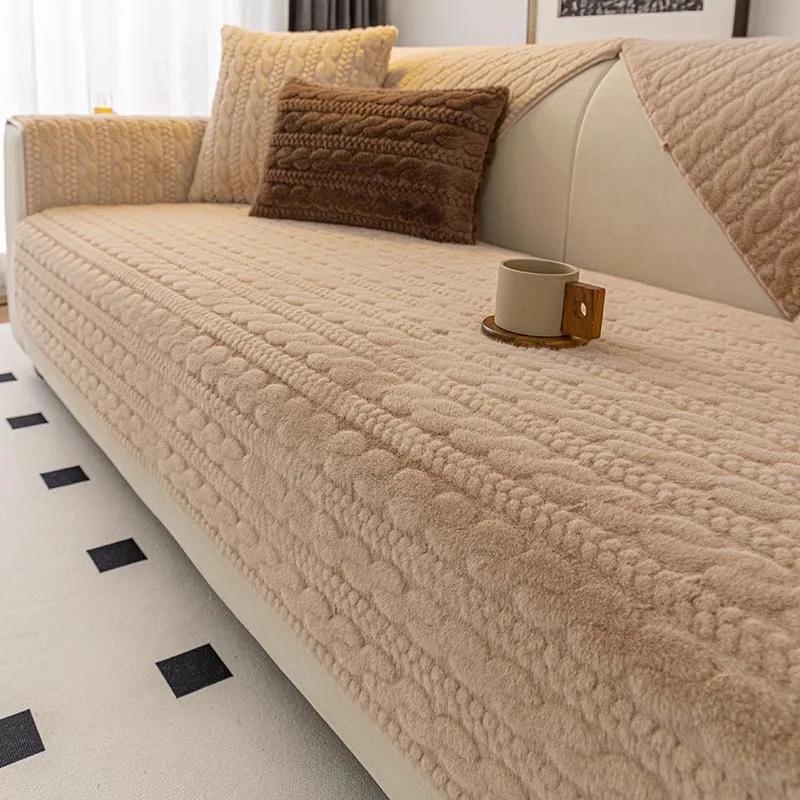 Four Seasons Universal New Solid Color Non-slip Fabric Simple Modern Luxury Light Living Room Towel Cover Cloth Sofa Cushion