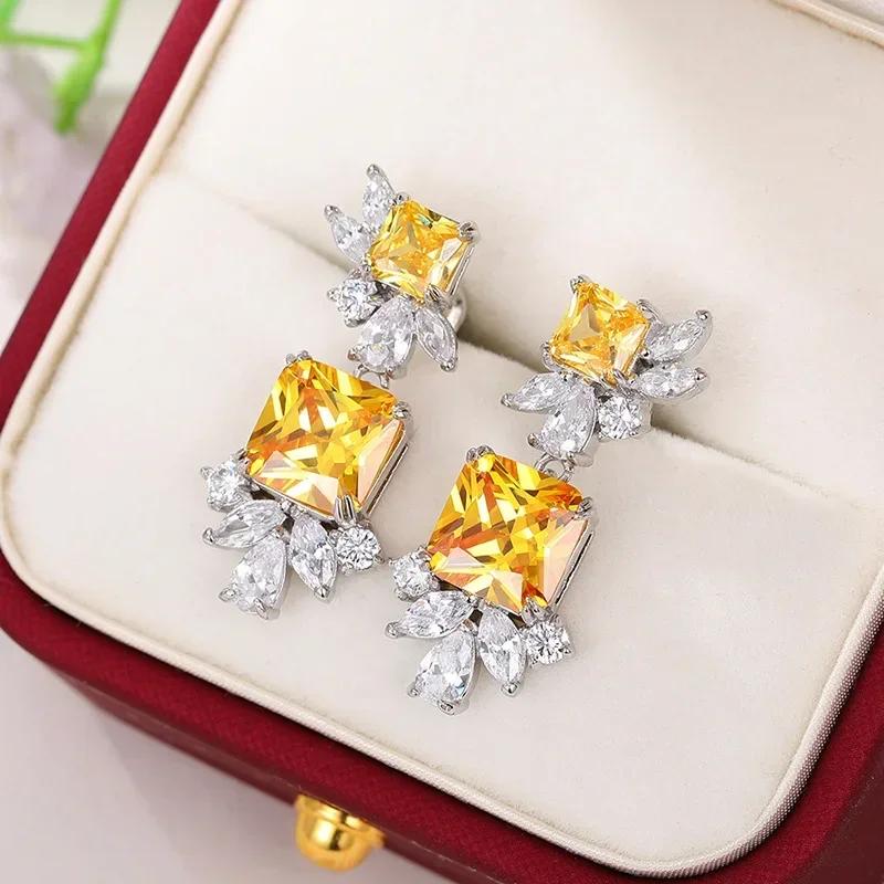 Yellow Zircon, Niche Design, Cool Style, Fresh and Elegant Accessories, High-end Trend, Personalized Fashion Earrings
