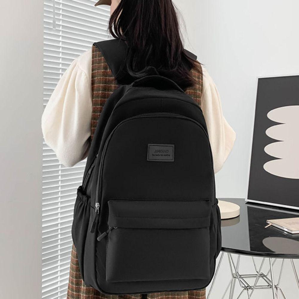 Simple Large Capacity Backpack Solid Color College Backpack Durable Laptop School Bag Outdoor