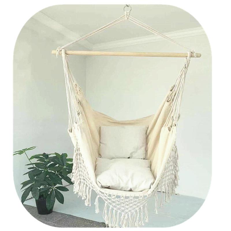 Indoor/Outdoor Garden  Bohemia Style Home Hanging Hammock Chair Dormitory Balcony Swing Hanging Chair with Wooden Stand New