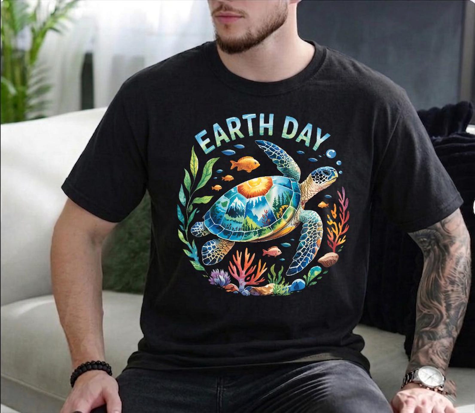 Earth Day Sea Turtle Shirt – Restore Planet Ocean Conservation Tee 3XL