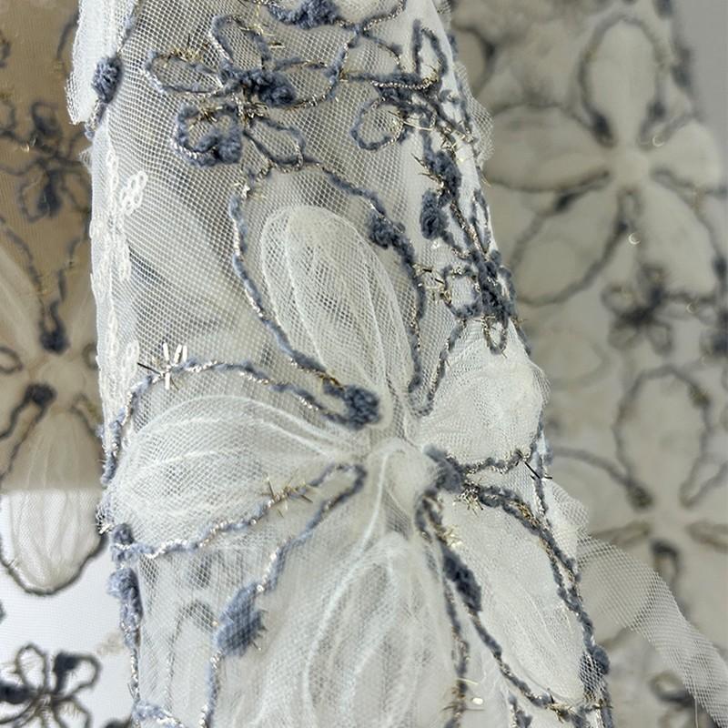 50x150cm Three-Dimensional Lace Mesh Embroidery Sequin Fabric Costume DIY Wedding Dress Bridal Lace Fabric Clothing Supplies