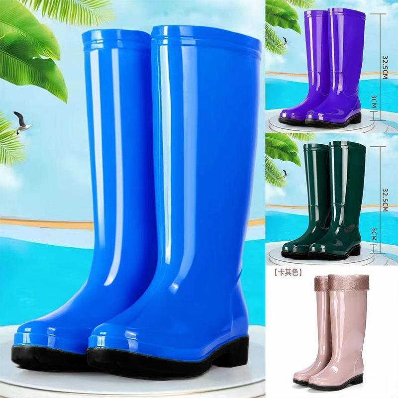 High tube rain shoes women's non-slip water shoes women's long tube fashion rain boots beef tendon sole overshoes adult waterproof water boots