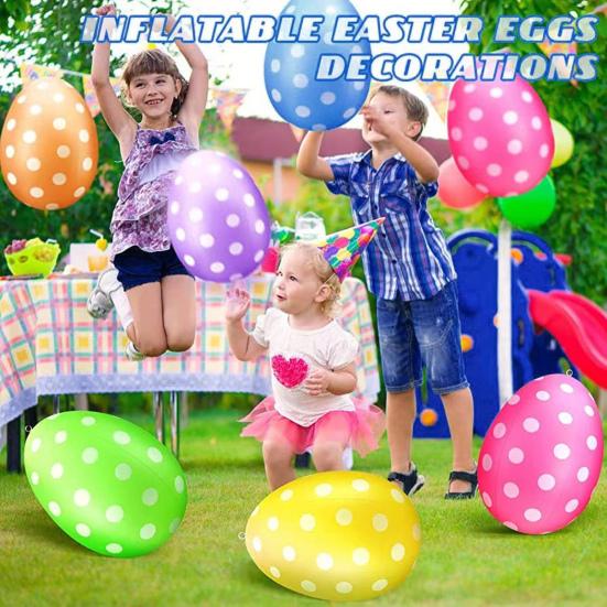 19" oppblåsbare påskeeggdekorasjoner Kjempepåskeeggpynt Fargerike egg Utendørs hagedekor for stue Kontor hage plen