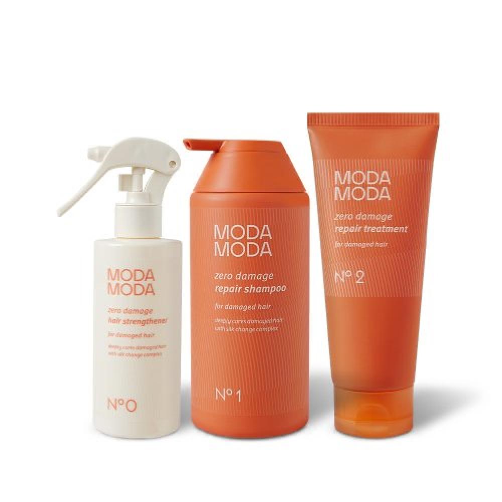 Modamoda Zero Damage Repair Shampoo 500g + Repair Treatment 200g + Hair Strengthening Agent 200g NONE