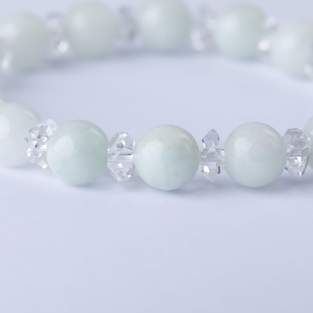 15cm Itoigawa Natural Jadeite White with Japanese National Jomon Power Stone Jadeite Workshop Special Paulownia Wood Quality Guarantee ABR0896 (8mm