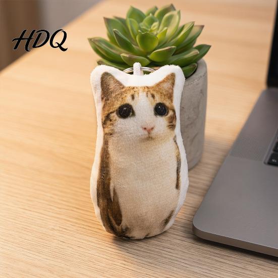 Cute Cat Ornament Meow Voice-Activated Plush Keychain Talking Stuffed Animal Interactive Pendant for Bags Backpacks Funny Gift Kids Students