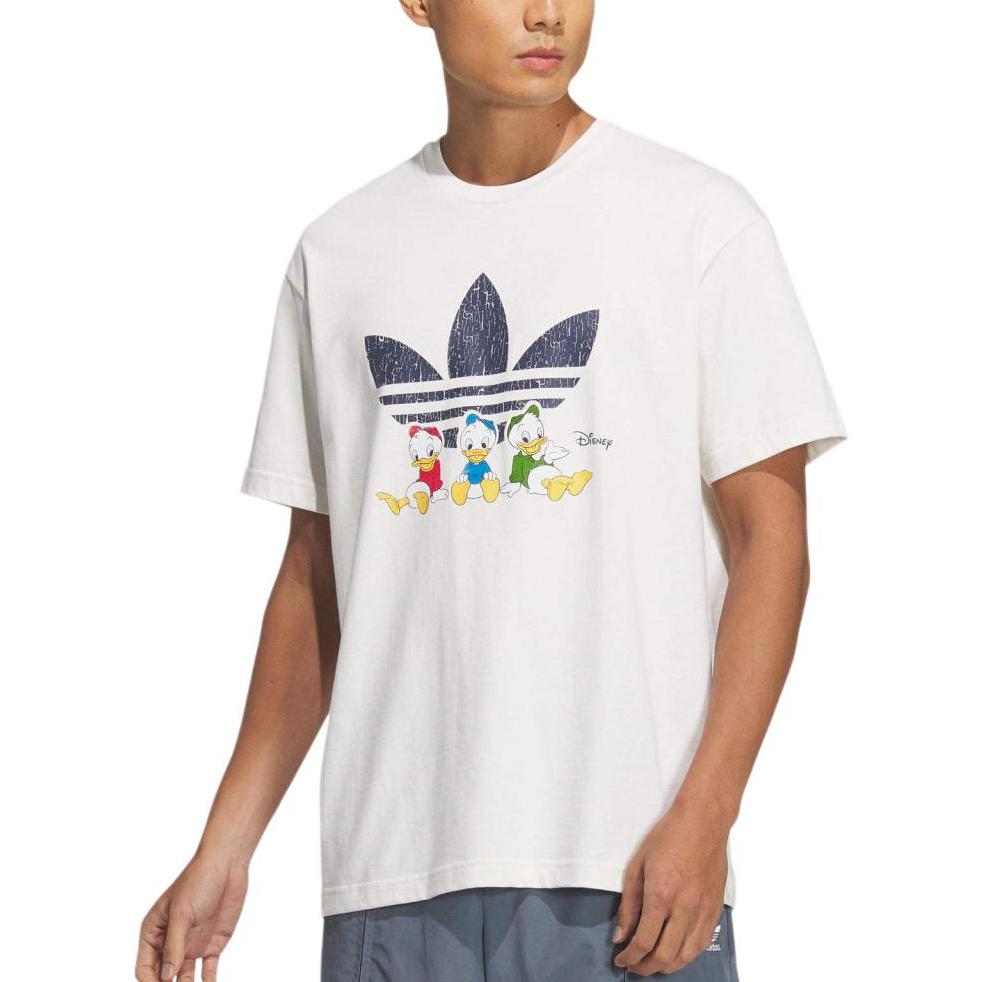 adidas Originals X Disney HDL Graphic Print Cotton T-Shirt Unisex Tops White JP1426