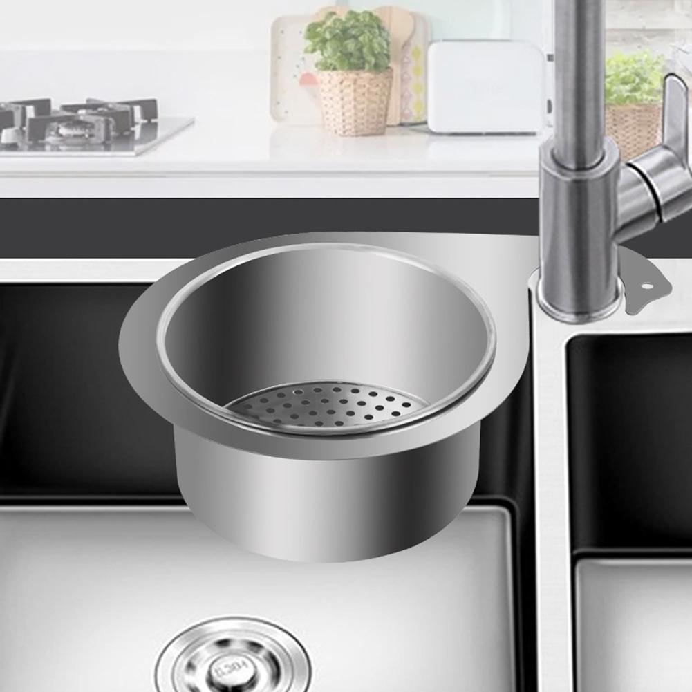 Abflusskorb für die Küchenspüle, Edelstahl, platzsparend, multifunktionales Spülbeckensieb für Zuhause