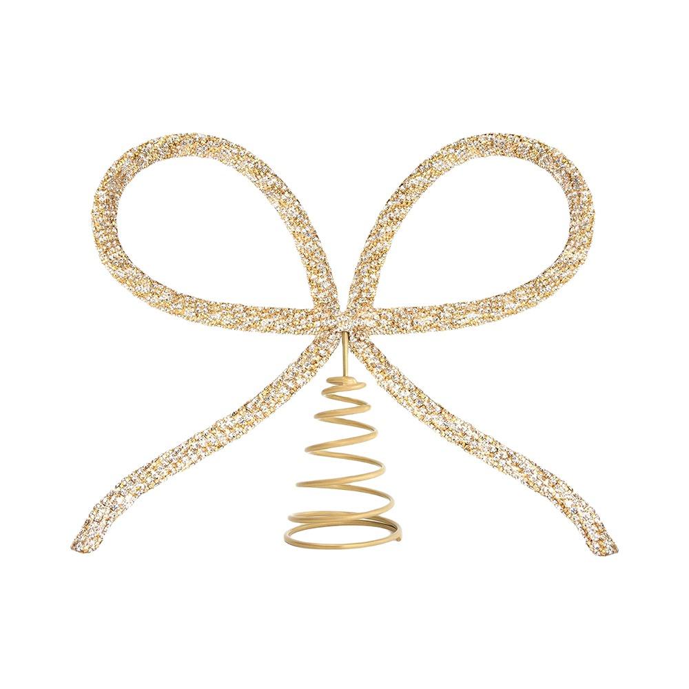 

Rhinestone Bow Christmas Tree Topper Gold/Silver Extra Large Xmas Tree Ornament Metal Decorative Props Christmas Decoration золотий