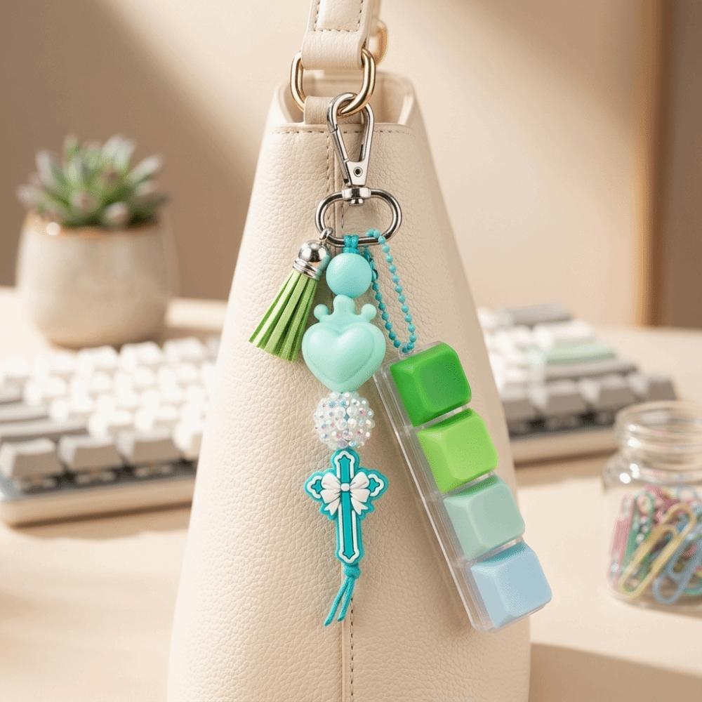 Soft Silicone Bead Bag Charm Fidget Press Button Stress Relief Toy Fidget Toy Gift For Girls