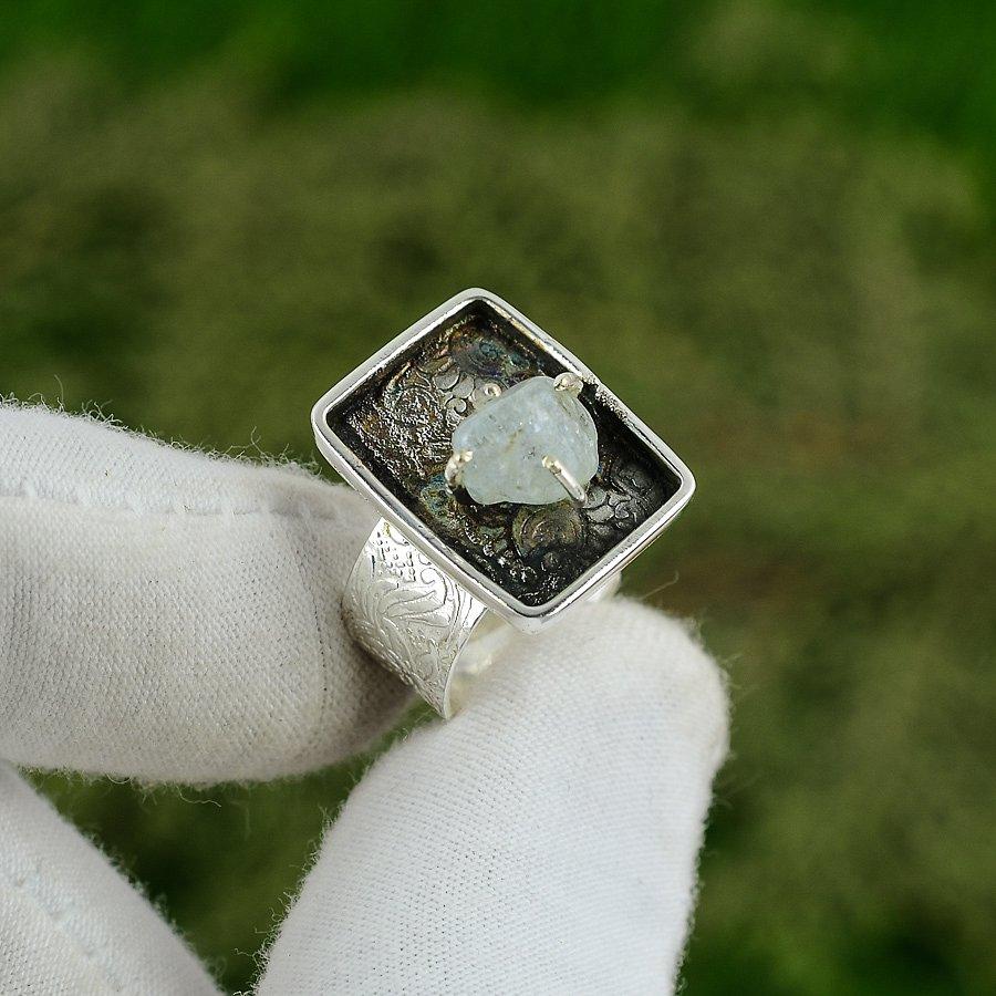 Natural Rainbow Moonstone Gemstone Statement White Adjustable Ring 925 Silver Adjustable