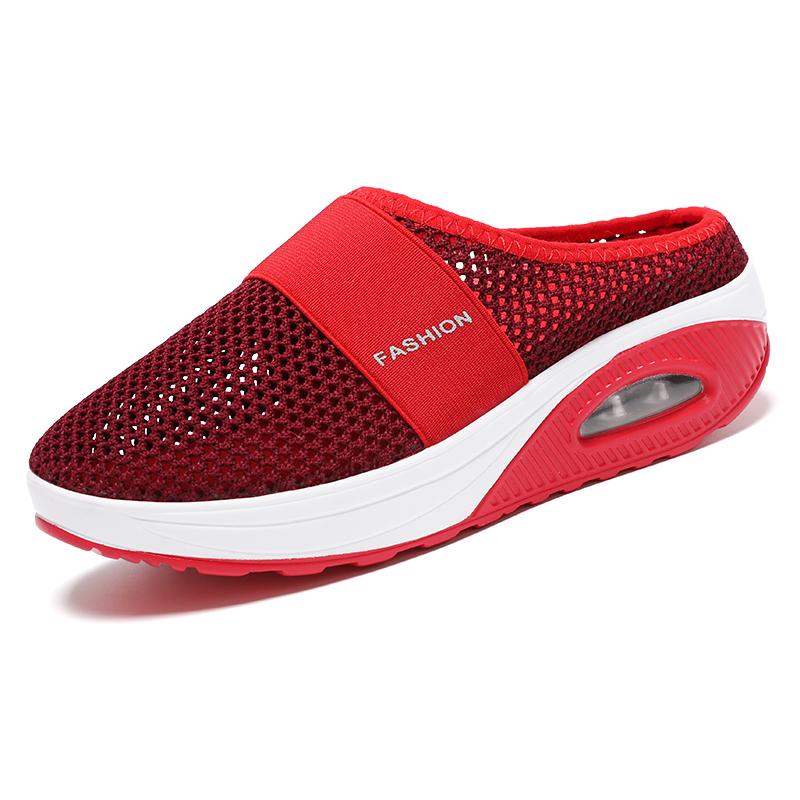 

35-43 Женские дышащие полутапочки большого размера Сверхлегкие домашние и уличные тапочки для дома 43 вино красного