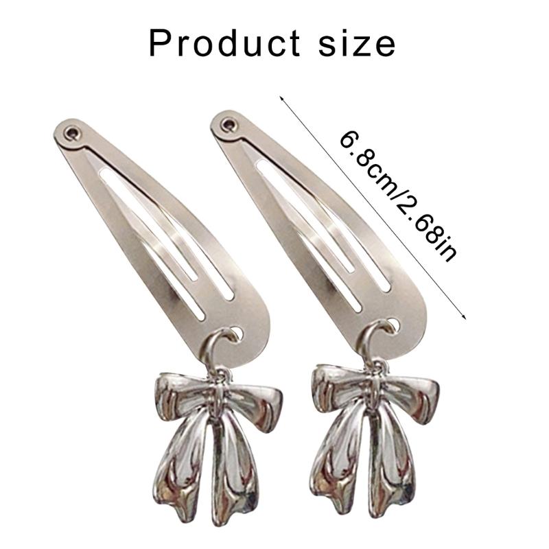 Metallic Bowknot Pendant Hair Clip Elegant Hairpin Duckbill Clip Side Barrettes for Women Side Bangs Hair Styling Clip