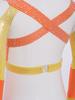 Girls Acrobatics Dance Top Rhinestone Decorated Color Block Design Long Sleeve Cutout Performance Wear