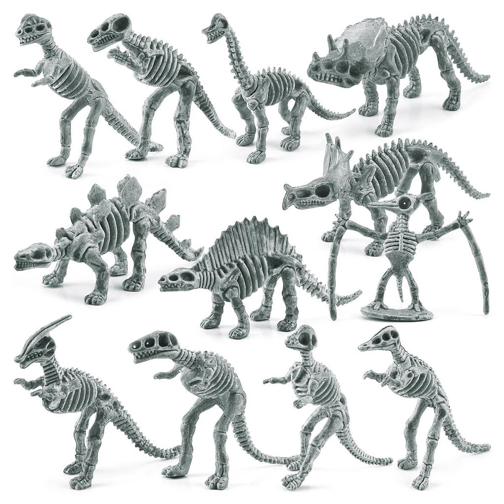 Simulation Mini Dinosaur Gray Skeleton Model Stegosaurus Tyrannosaurus Triceratops Archaeological Animal Fossil Ornament