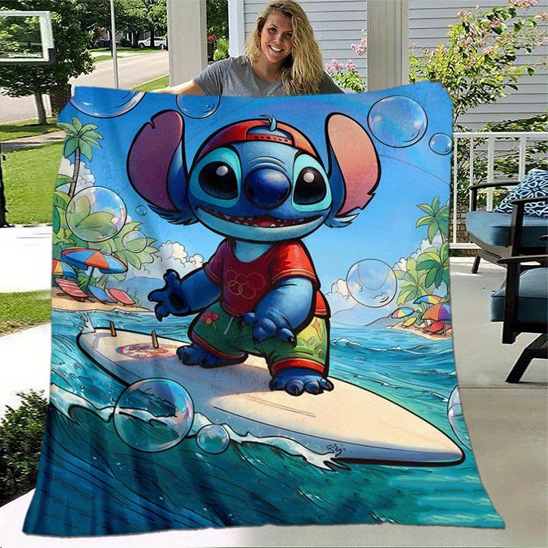1pc Stitch Printing Blanket - Soft, All-Season Throw for Living Room, Bedroom,Personalized Gift with Adorable Cartoon Design