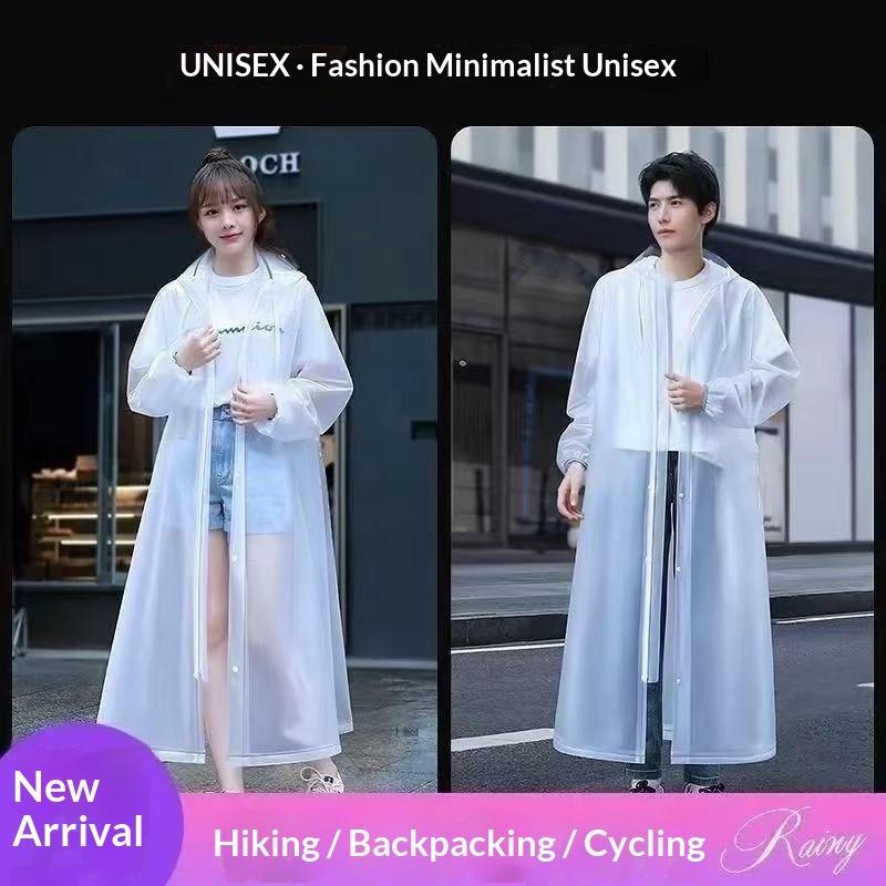 Unisex Long Heavy Duty Raincoat - Full Body Anti-Storm Rain Gear with Sleeves, Thick Hooded Poncho for Adults Outdoor