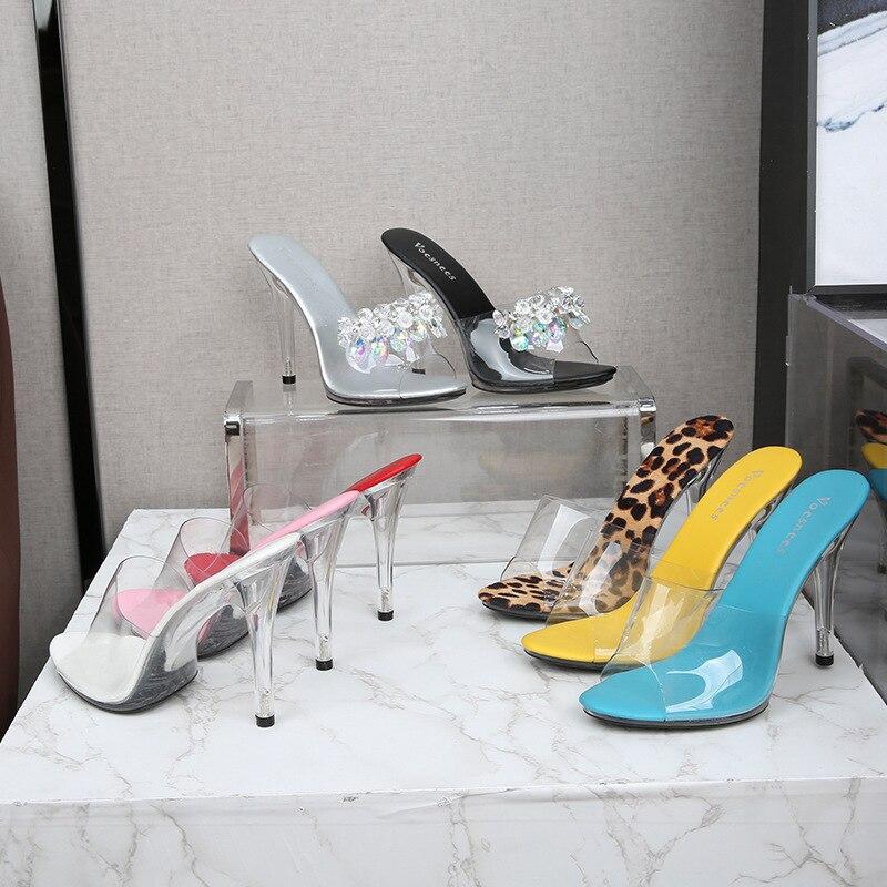 Przezroczyste PCV Kryształowe Sandały Na Wysokim Obcasie Antypoślizgowe Buty Damskie Seria 19861 Obcas 11 cm LFD