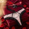 Bow Hanging Neck Chain Lace Flower Transparent Briefs Patchwork Underwear for Women  Lady