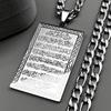 Islamic Muslim Arabic Letter Quran Rectangle Pendant Necklace for Women Men Stainless Steel Gold Color Medal Chain Jewelry Gift