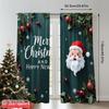 2pcs 2D Flat Printing Merry Christmas Curtains Merry Christmas Happy New Year_a Polyester Without Electricity Festive Holiday