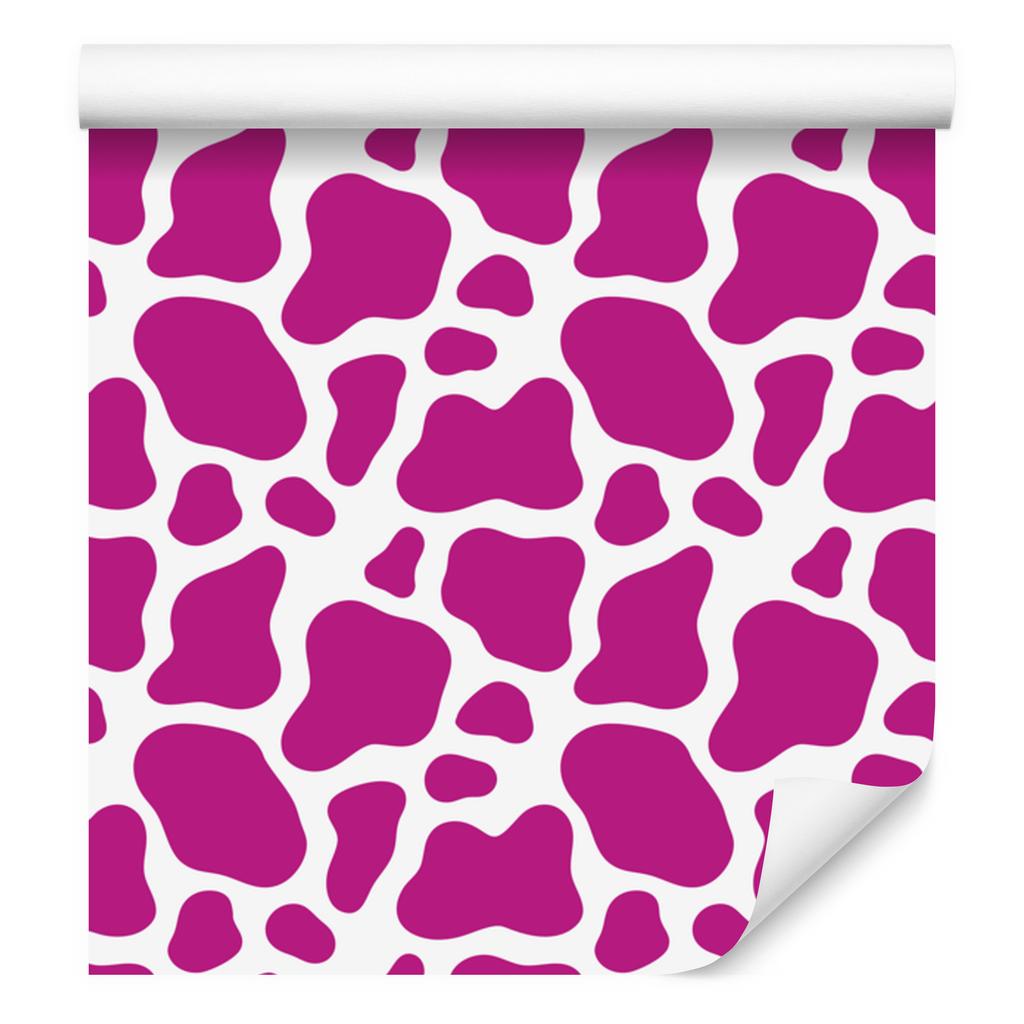 Cow Patches Wallpaper Purple, Powder Pink and White 50x1000