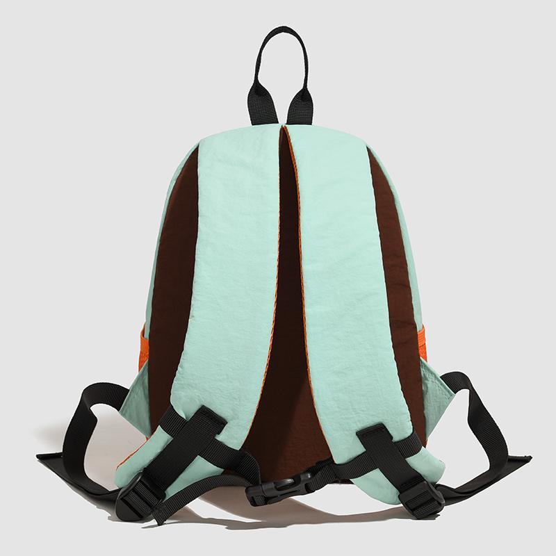 Colorblock Nylon Backpack with Mesh Pocket Lightweight Outdoor Daypack for Travel School Daily